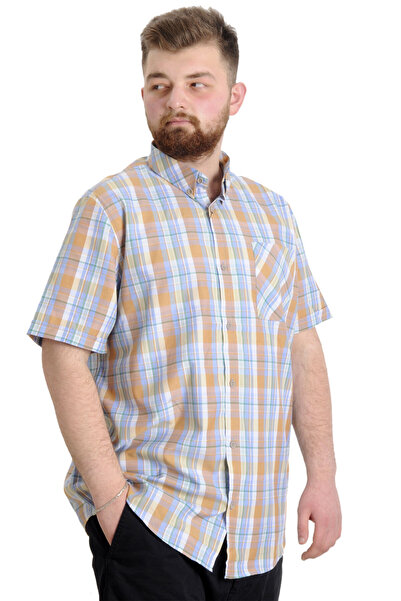 ModeXL Green Large Size Men's Shirt - Plaid, Short Sleeve, Mode XL 23301