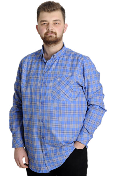 ModeXL Mode Xl Large Size Men's Shirt Plaid Long Sleeve 23300 Light Saks