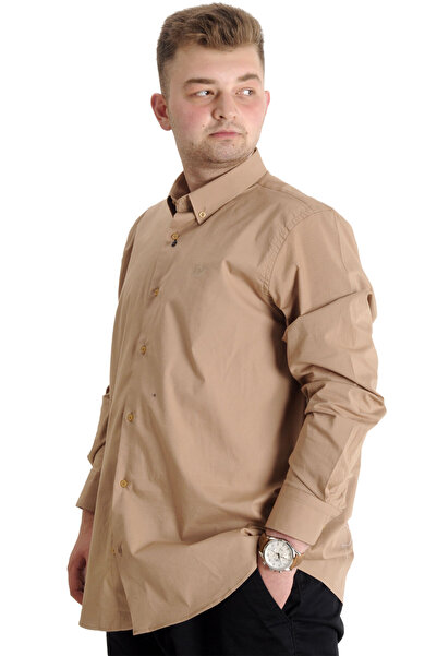 ModeXL Mode XL Large Size Men's Classic Shirt Lycra 20351 Brown