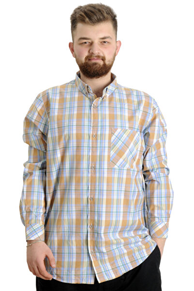 ModeXL Mode Xl Large Size Men's Shirt Plaid Long Sleeve 23300 Green