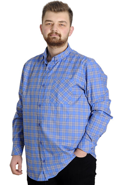 ModeXL Mode Xl Large Size Men's Shirt Plaid Long Sleeve 23300 Light Saks