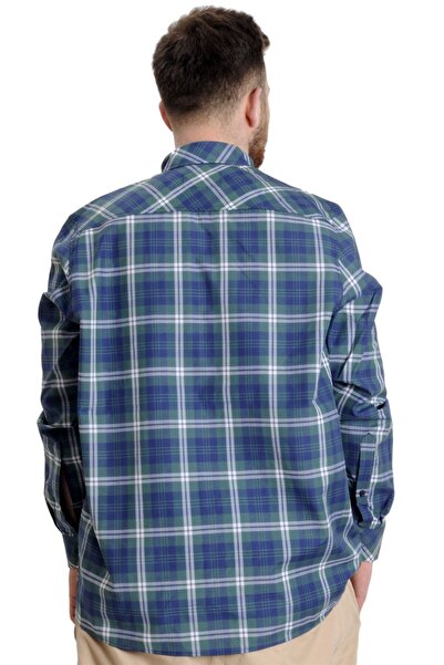 ModeXL Mode Xl Large Size Men's Shirt Plaid Long Sleeve 23300 Dark Green