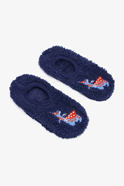Penti Papuci de casă pentru băieți, cu model de dinozaur, broderie, talpă anti-alunecare, culoare indigo închis