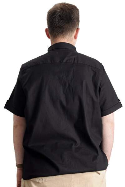 ModeXL Mode Xl Men's Plus Size Gabardine Shirt Introvert 23304 Black