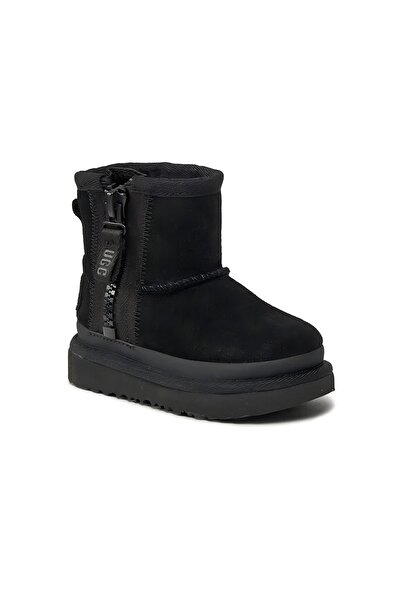 UGG Mini Zippered Logo Kids Boots – Black
