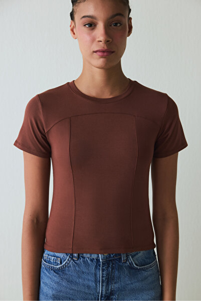 Penti Cappuccino Crew Neck Slim Fit Modal Baby Tee T-Shirt