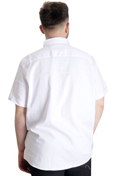 ModeXL Mode Xl Large Size Men's Shirt Gabardine Short Sleeve Single Pocket 23302 White