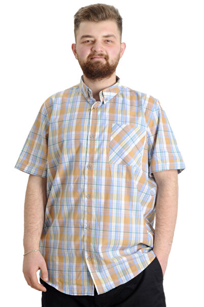 ModeXL Green Large Size Men's Shirt - Plaid, Short Sleeve, Mode XL 23301