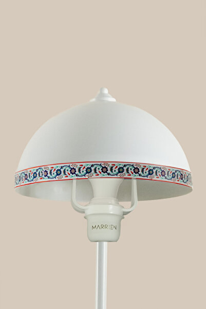 Marrien Luna Tile Tek Ayaklı Beyaz Modern Metal Lambader | Oturma Odası & Yatak Odası & Salon Lambası