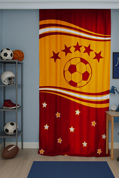 Bebişim Halı Yellow Red Bip188 Double Winged Children's Room Background Curtain