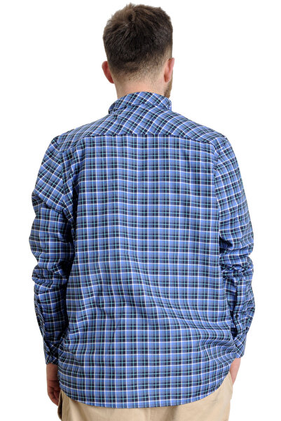 ModeXL Mode Xl Large Size Men's Shirt Plaid Long Sleeve 23300 Navy Blue-white