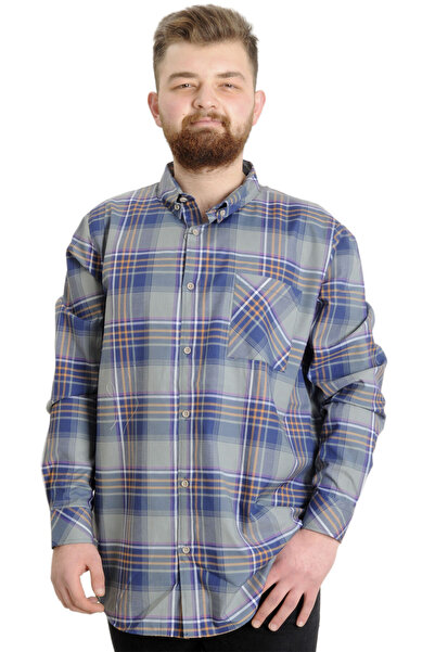 ModeXL Mode Xl Large Size Men's Shirt Plaid Long Sleeve 23300 Light Brown