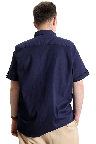 ModeXL Mode Xl Чоловіча сорочка великого розміру з габардину Introvert 23304 Синя