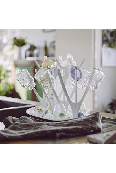 TEGRILO رف تجفيف زجاجات الأطفال مع صينية مياه قابلة للإزالة مثالية لزجاجات الأطفال وأطباق الأطفال