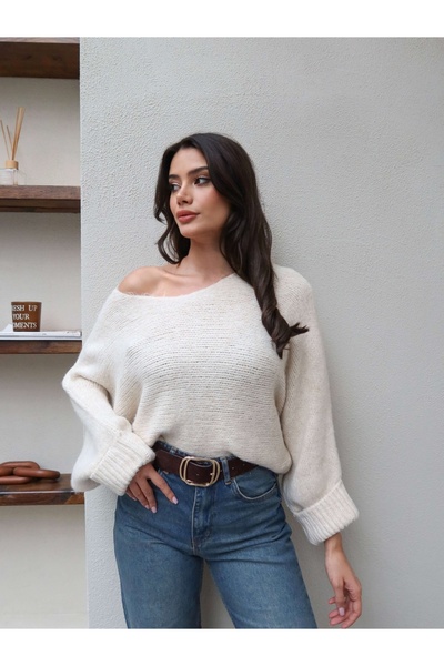 ESRAHELVACI Cuffed Sleeves Crew Neck Knit Sweater