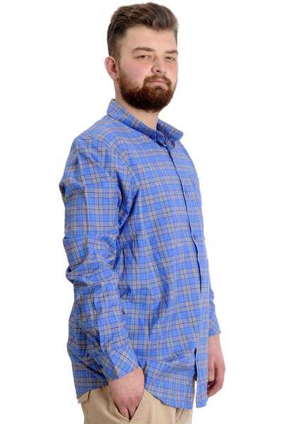 ModeXL Mode Xl Large Size Men's Shirt Plaid Long Sleeve 23300 Light Saks