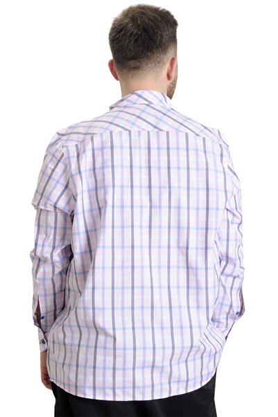 ModeXL Mode Xl Large Size Men's Shirt Plaid Long Sleeve 23300 Cream