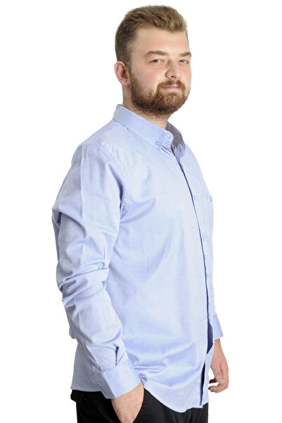 ModeXL Чоловіча сорочка Оксфорд - з кишенями на рукавах, великий розмір, синя 20366