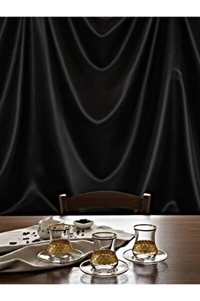 DECOSTYLE Petek 12 Parça Cam Çay Takımı – 6 Adet Çay Bardağı + 6 Adet Tabak
