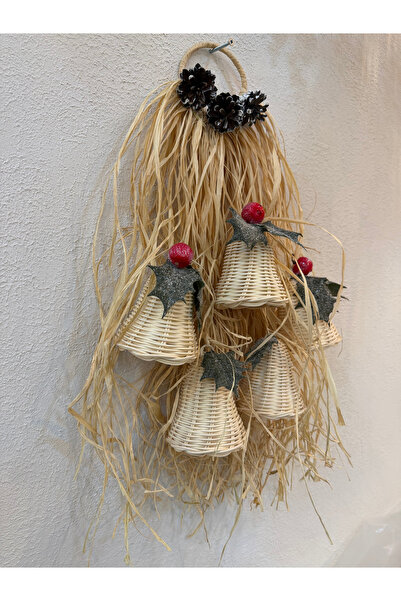 Maison Avf Bohemian Rattan Raffia - Red Detailed Christmas Door Ornament