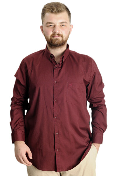 ModeXL Mode Xl Large Size Men's Shirt with U.Sleeve Pocket Oxford 20366 Claret Red
