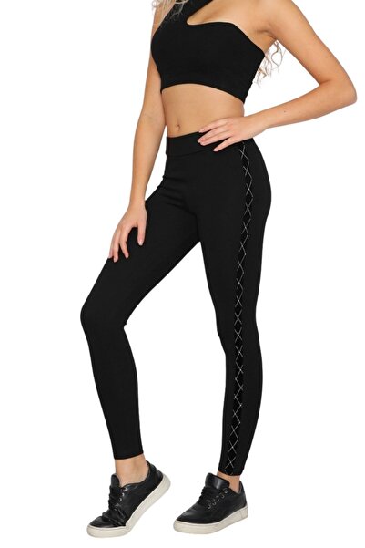 Alışveriş Sokağı Черни зимни чорапогащи с висока талия за жени