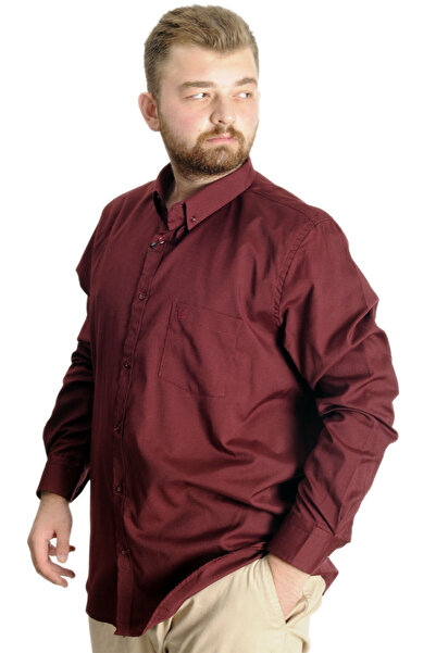 ModeXL Mode Xl Large Size Men's Shirt with U.Sleeve Pocket Oxford 20366 Claret Red