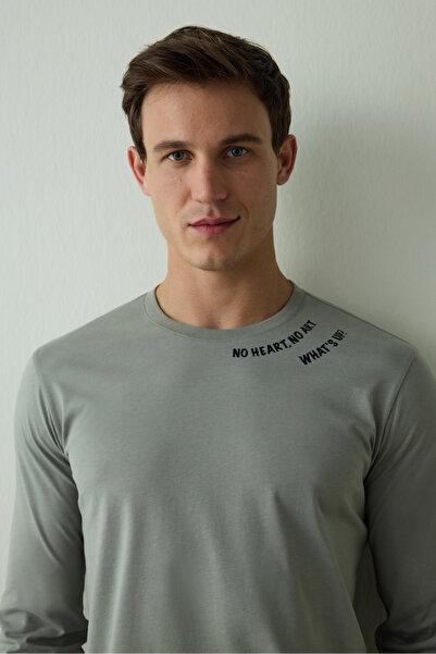 Penti Whatsup férfi szlogen nyomtatott hosszú ujjú pizsama szett