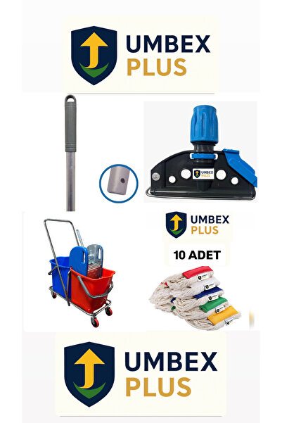 MCK Plus UMBEX Çift Kovalı Temizlik Arabası Krom Gövdeli Çelik Presli Paspas ...