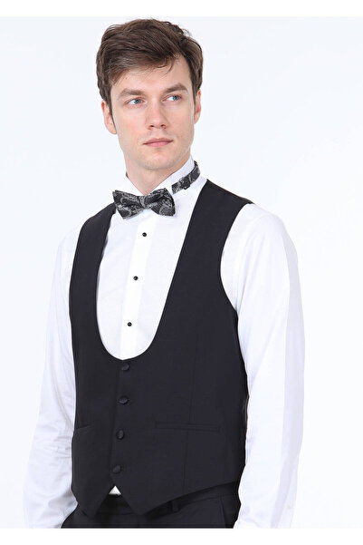 Ramsey Black Slim Fit Butterfly Collar Classic Vest