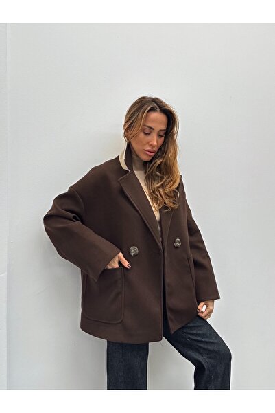 LOKADI سترة نسائية بزر واحد كاشي قصة فضفاضة