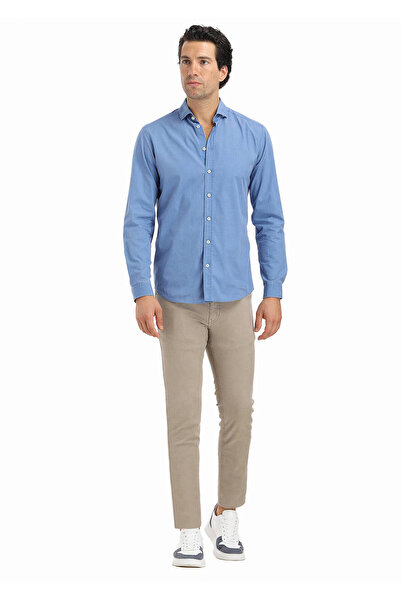 Ramsey Dark BlueCasualFit Woven Cotton Shirt - 100%