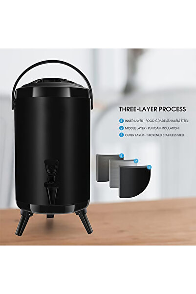 Generic Stainless Steel Double Insulated Tea Bucket - 6L (Black)