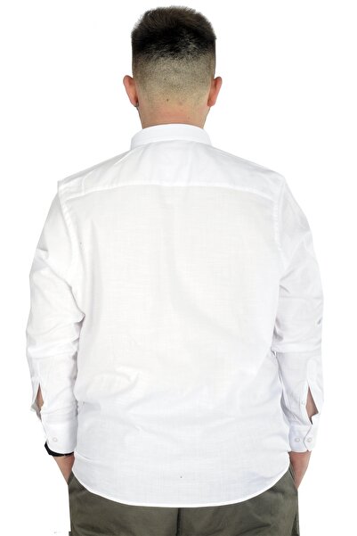 ModeXL Mode Xl Large Size Men's Linen Pocket Shirt 20386 White