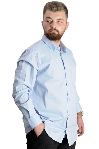 ModeXL Mode Xl Large Size Men's Classic Pocket Shirt Lycra 20350 Blue