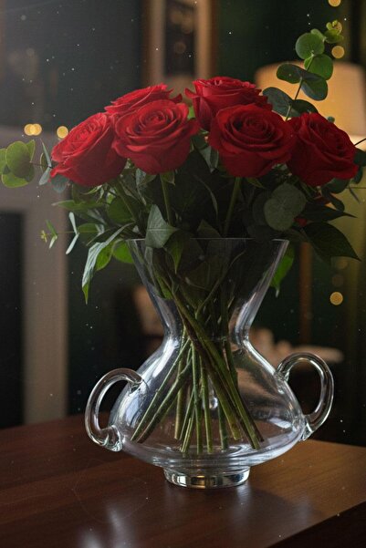 Paşabahçe Vază bombată decorativă din cristal, fabricată manual, Denizlicam, 1 bucată 1027883 23846