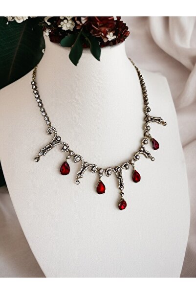 FAYRA ACCESSORIES Pendant Necklace Zircon Stone Detailed Engagement Henna Wedding Choker