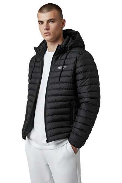 THE WOOW Kapüşonlu Siyah Şişme Mont - Erkek