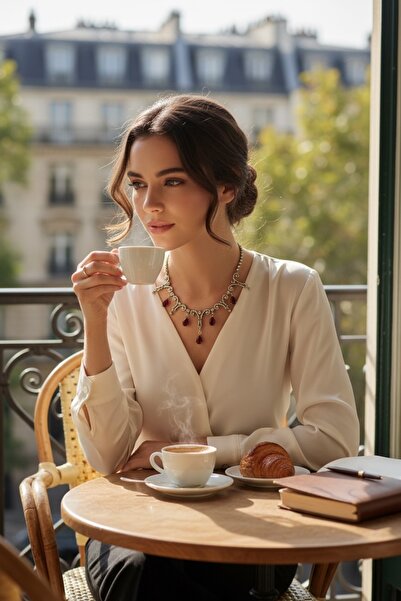 FAYRA ACCESSORIES Pendant Necklace Zircon Stone Detailed Engagement Henna Wedding Choker