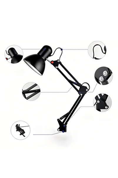 Generic Leon Home Vintage Industrial Desk Lamp with Adjustable Clamp and Base (Black)