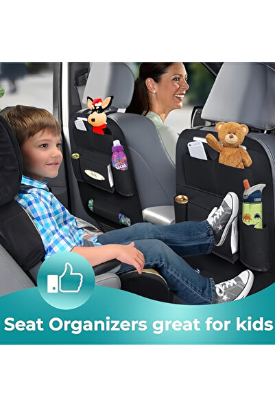 Generic Leon Home Rear Seat Car Storage Bag - Kick-proof Backseat Protector (2-pack, Black)