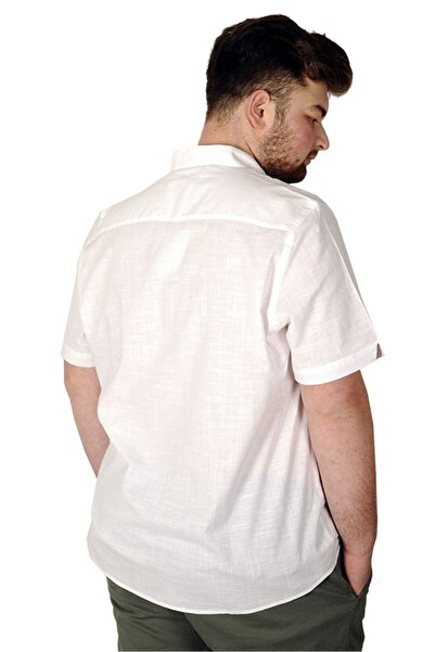 ModeXL Mode Xl Large Size Men's Short Sleeve Stand Collar 20387 White