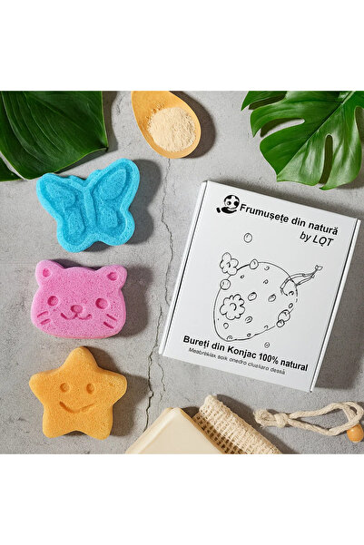 QuTek Konjac sponge set for all skin types, 3 pieces, , -friendly