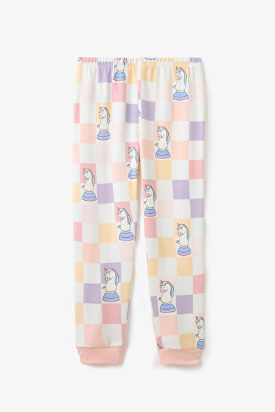 Penti Off-White Girls' Chessicorn Unicorn Patternedlong Sleeve Pajama Set