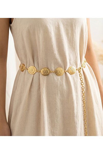 Madame Rosso Çiçek Figürlü Bel Zincir Kemer