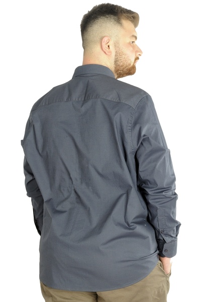 ModeXL Mode Xl Large Size Men's Classic Pocket Shirt Lycra 20350 Anthracite