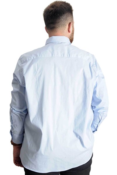 ModeXL Mode Xl Large Size Men's Classic Pocket Shirt Lycra 20350 Blue