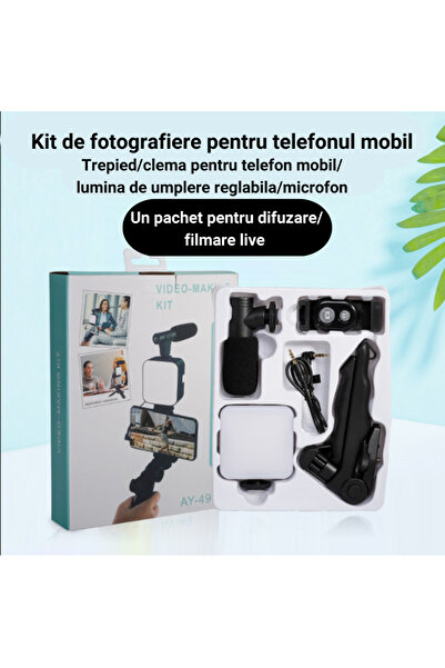 oemco Kit Vlogging KALEPO, Ideal Pentru Filmari Video, Youtube, TikTok, Trepied Universal, Compatibil Pent