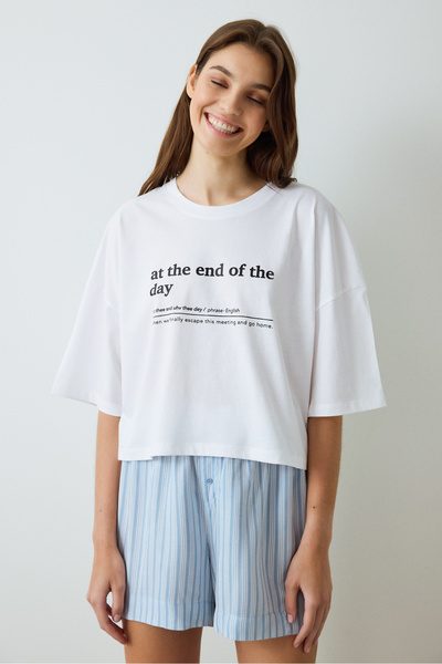 Penti Açık Mavi Lilah Çizgili Şort Pijama Altı