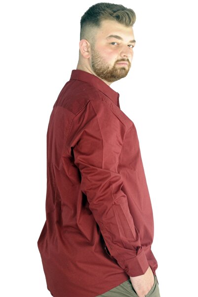 ModeXL Mode Xl Large Size Men's Classic Shirt Lycra 20351 Claret Red